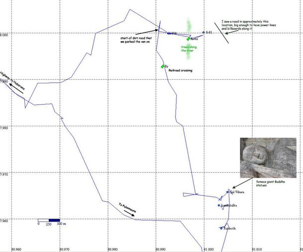 Annotated map of the area, created with GPS TrackMaker