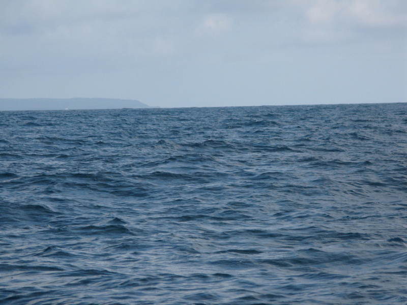 North view with eastern end of Santa Fe Island visible