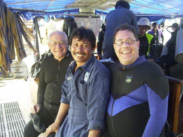 Myself, my Dad, and our Air-Tech Haposan on the Sea Safari II