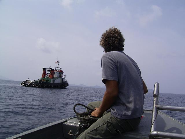 Sascha in the tender near the point