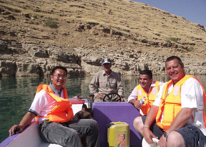 Mr Feng, Erfan, and me at the confluence point