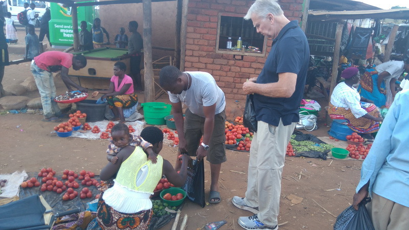 Shopping at local market after