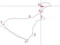 #3: The GPS track of the quest. We left our car at (1). The numbers are explained in the narration.
