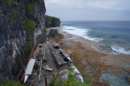 #1: This ocean landing (lined with native outrigger canoes) is the closest I got to the confluence point - in the ocean on the right-hand side of this photo - 8.86 km away