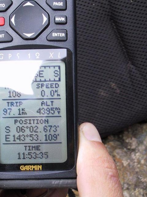 GPS reading at Giluwe 1