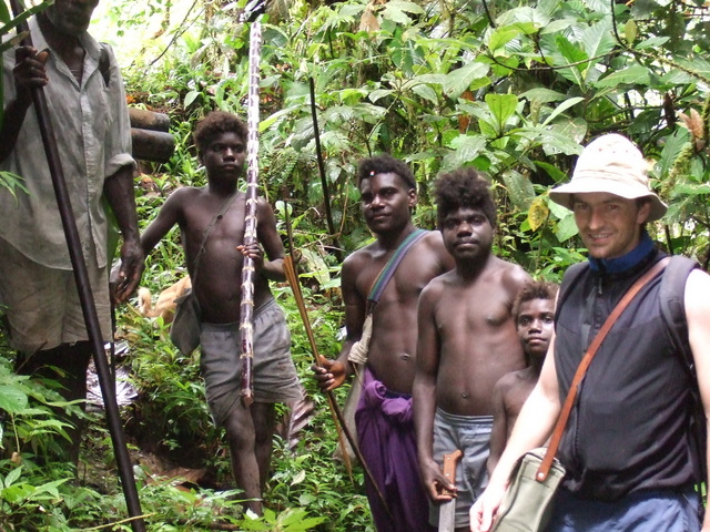 Landowner John, non pidgin speaking bush boys, author