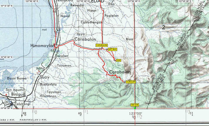 Track overlain on 1954 vintage US Army map which was very useful.