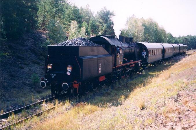 The retro train in Krzyż-Rudno