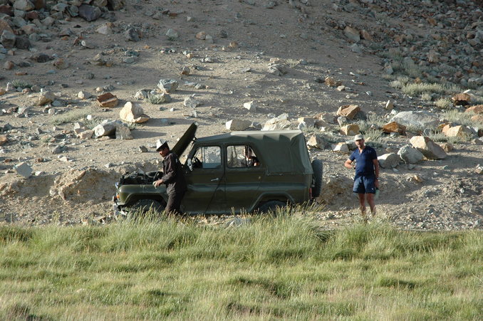 The Russian Jeep that took us for the incredable ride - John and one of the driver