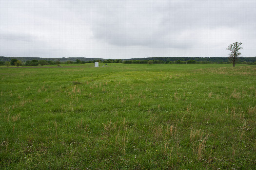 #1: The confluence point lies in a farm field.  (This is also a view to the South, towards a small petroleum processing facility nearby.)